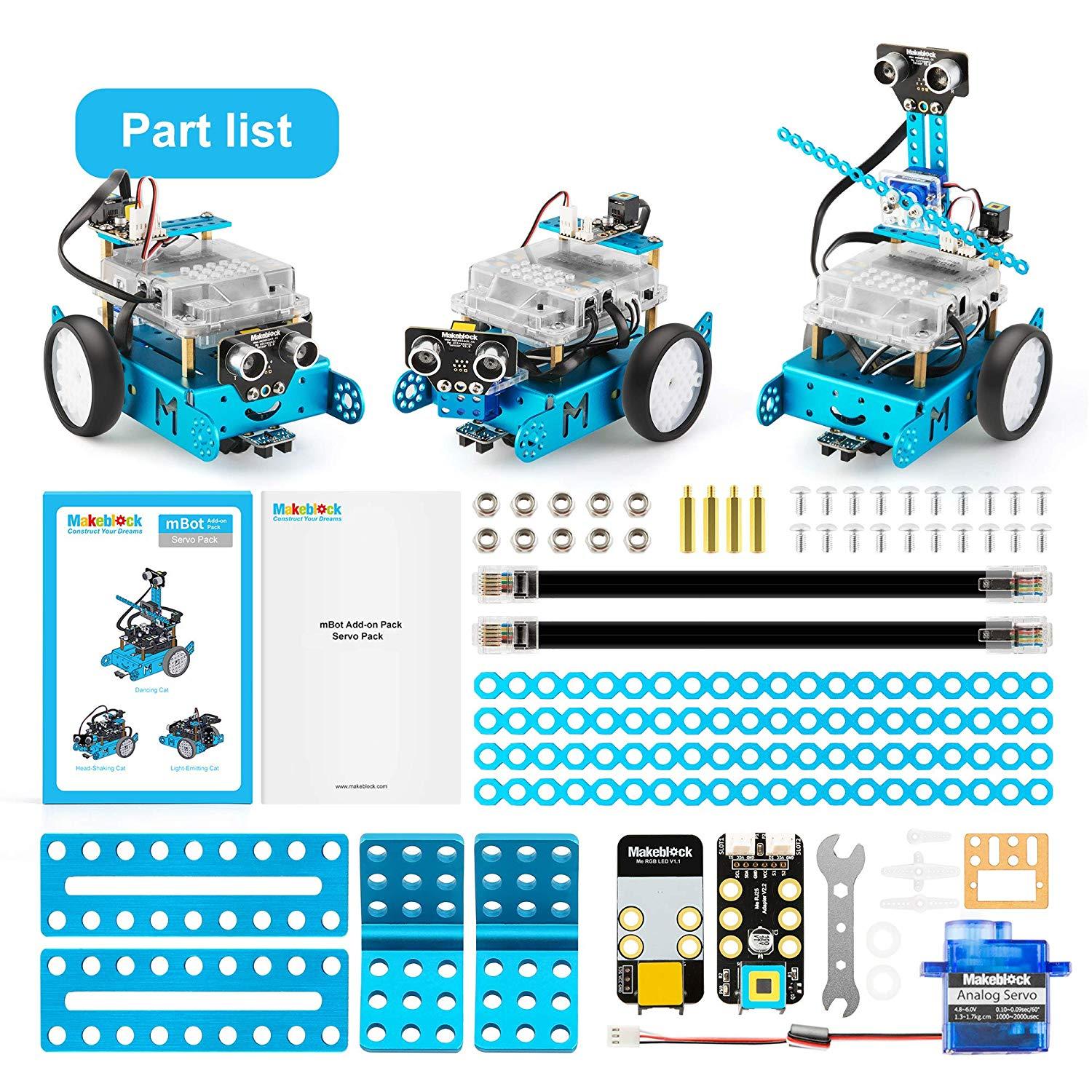 Gói mở rộng mBot Servo Pack, có thể mở rộng thành 3 hình dạng | Robot Steam